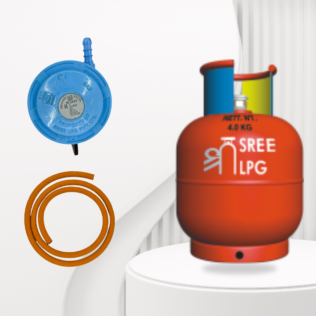 4Kg New Connection with Gas, Regulator and LPG Hose